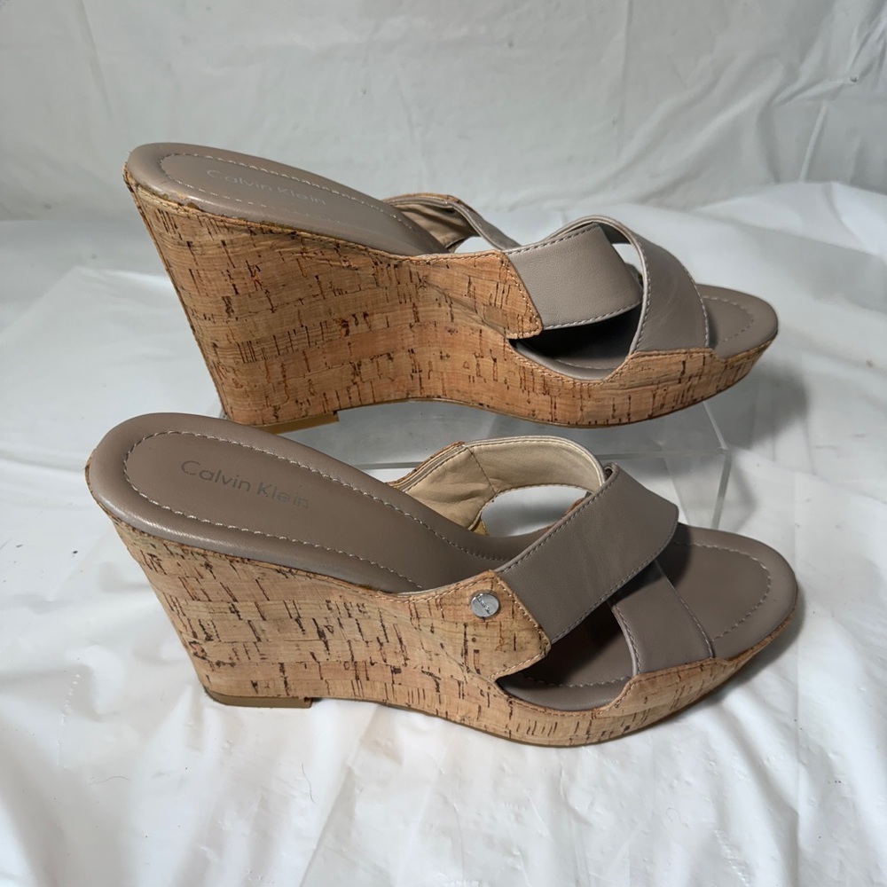Calvin Klein Evah Napa Cork Wedge Heels - Picture 5 of 15